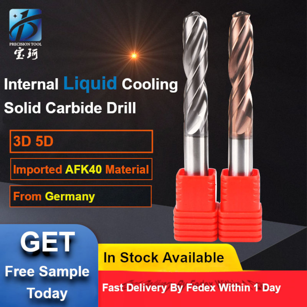 Baoke Internal Liquid Cooling Solid Carbide Drill 3D 5D for Steel and Aluminum