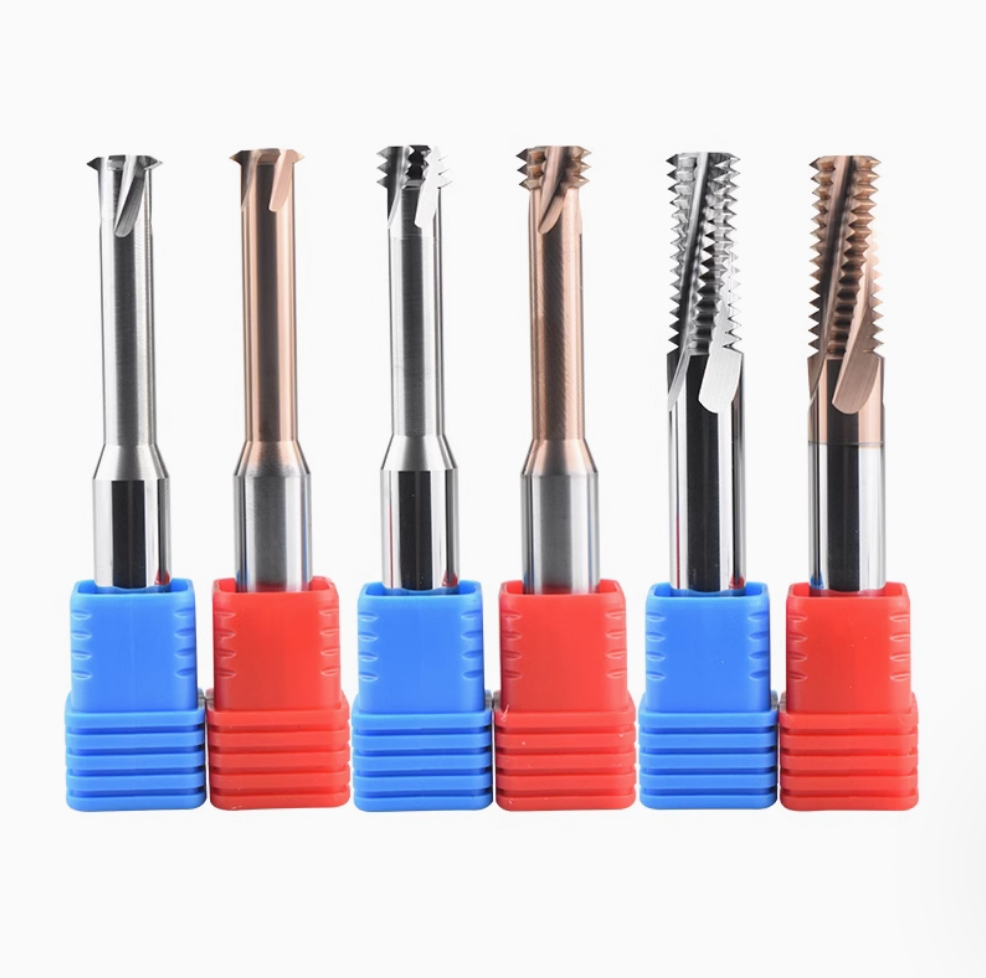 Baoke Solid Carbide Endmills Single Three Full Teeth T Type Pipe Tooth Threading Endmill CNC Thread End Mill Milling Cutter Tool for Steel Aluminum