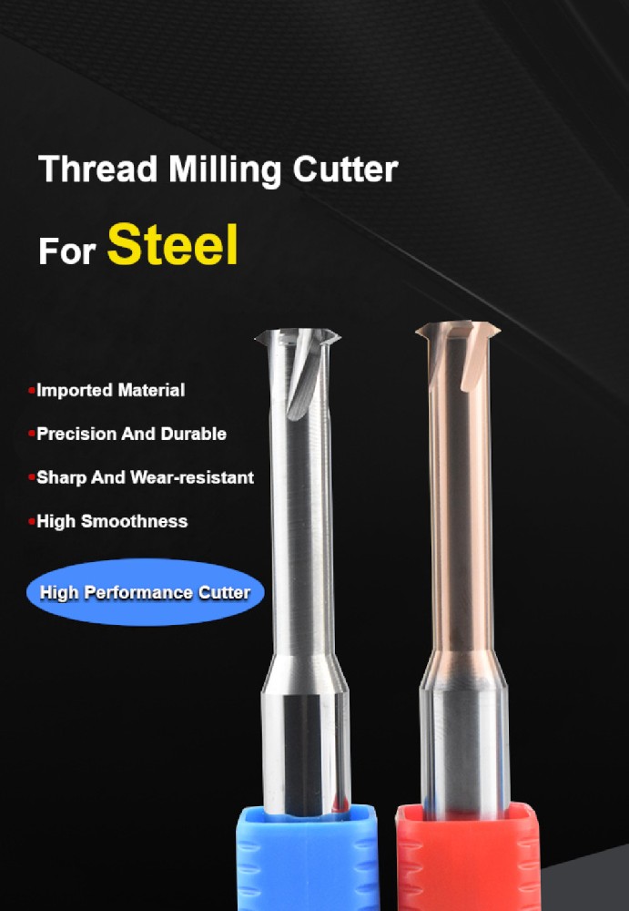 Baoke Carbide End Milling Cutters End Milling Cutter Thread Full Teeth Thread Milling Cutter Coated T-Type Multifunction Milling Cutter Single Three Tooth